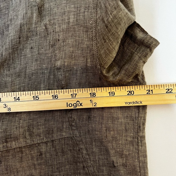 Poetry Linen Dress Button Front Short Sleeve V-Neck Minimalist Lagenlook Sz 8 - Picture 10 of 12